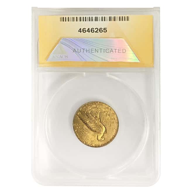 1913 $5 Indian Head Half Eagle Gold Coin ANACS MS 63