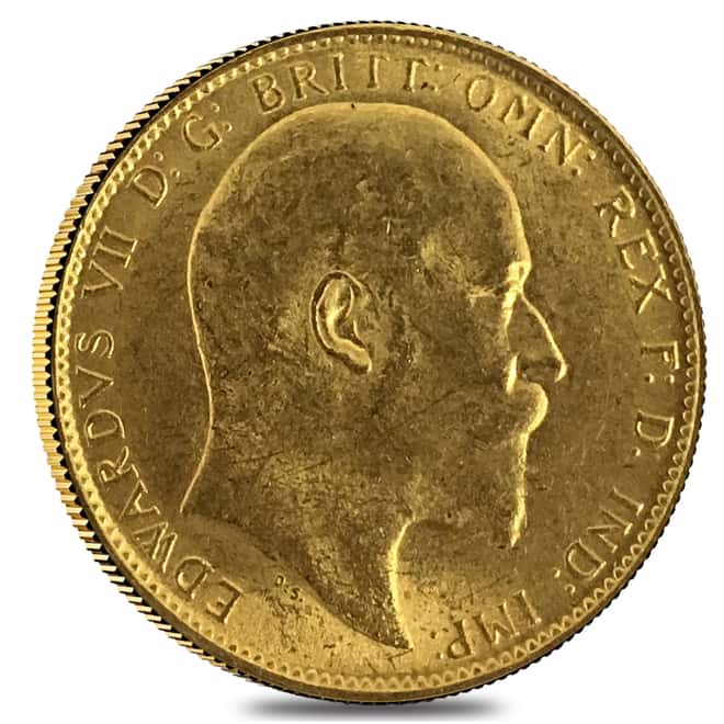1902-1910 British Gold Sovereign Edward VII AU/BU