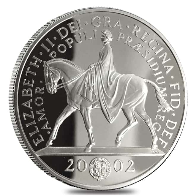 2002 Great Britain 5 Pound Golden Jubilee Proof Silver Coin ASW .925 oz (w/Box & COA)
