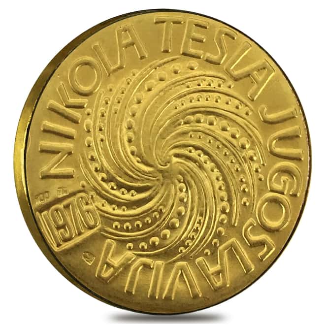 1976 Yugoslavia Nikola Tesla Commemorative Gold Medal AGW .7243 oz