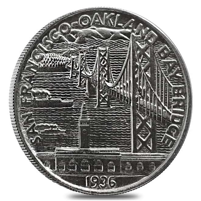 1936-S San Francisco-Oakland Bay Bridge Half Dollar 90% Silver Commem BU