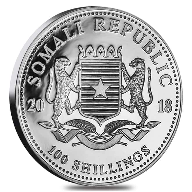2018 Somalia 1 oz Silver African Elephant .9999 Fine Coin BU 