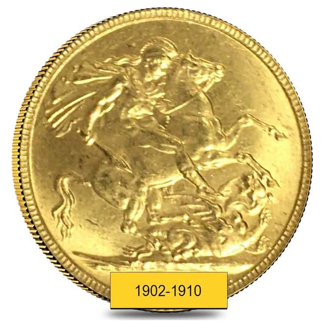 1902-1910 British Gold Sovereign Edward VII Avg Circ