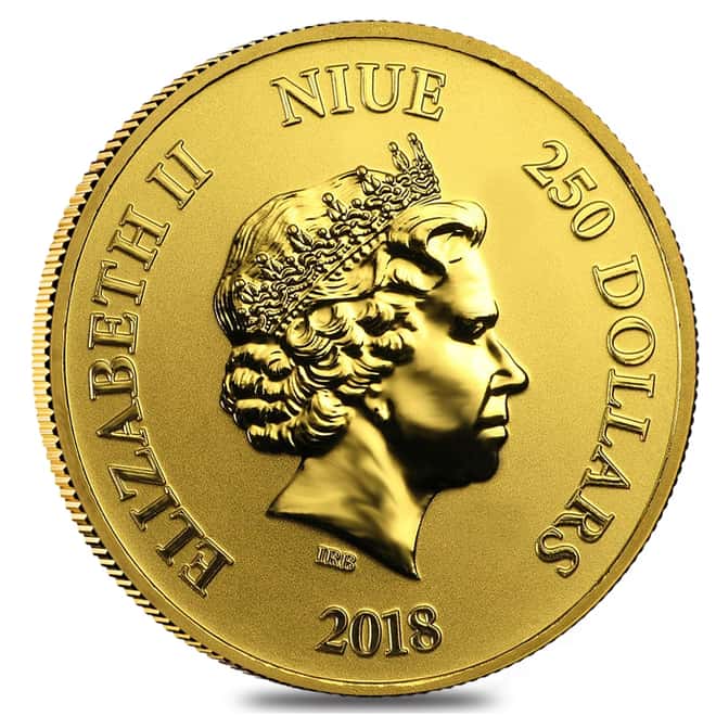 2018 1 oz Niue Gold $250 Year of the Dog BU