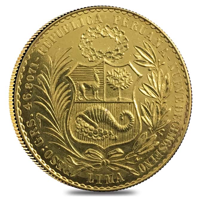 Peru 100 Soles Gold Coin AGW 1.3544 oz Cleaned (Random Year)