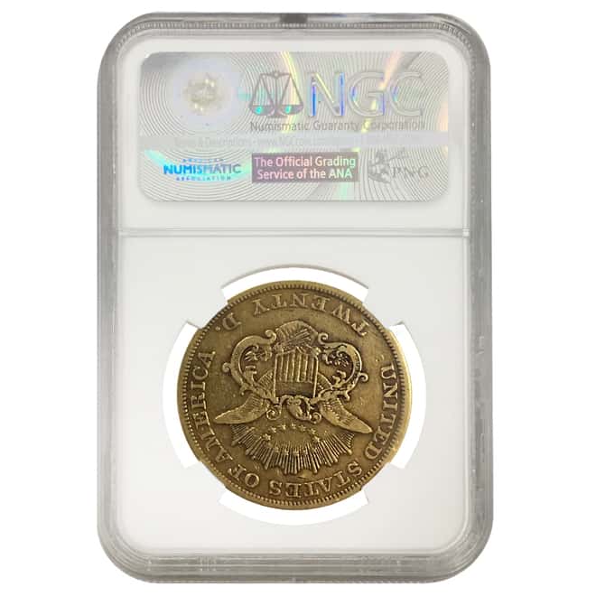 1856 $20 Liberty Head Double Eagle Gold Coin NGC VF 25