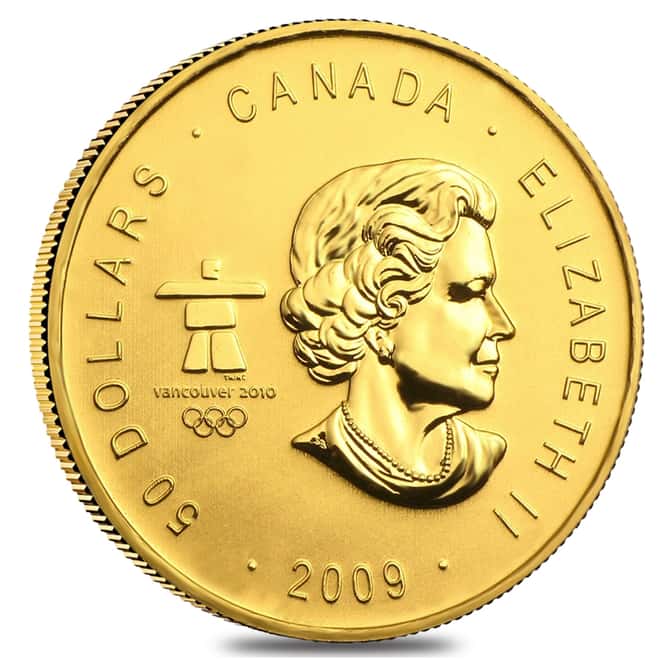 2009 Canada 1 oz $50 Vancouver Olympics Gold Coin .9999 Fine BU