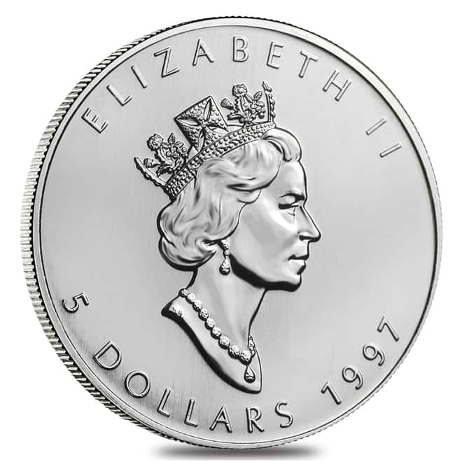 1997 1 oz Silver Canadian Maple Leaf .9999 Fine $5 Coin BU (Sealed)