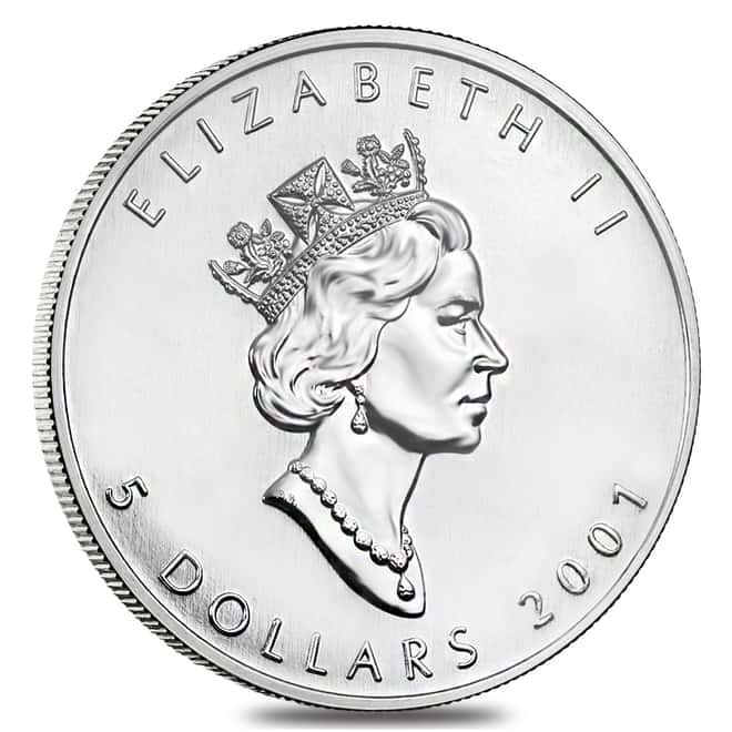 2001 1 oz Silver Canadian Maple Leaf .9999 Fine $5 Coin BU (Sealed)