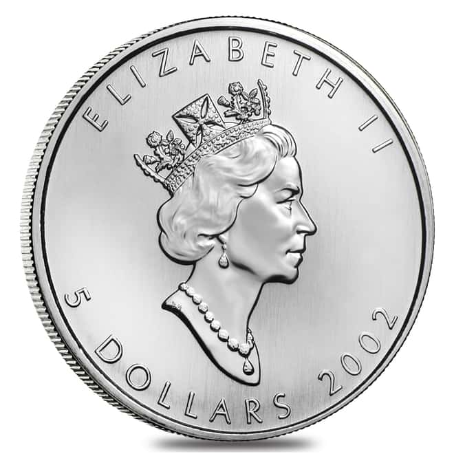 2002 1 oz Silver Canadian Maple Leaf .9999 Fine $5 Coin BU (Sealed)