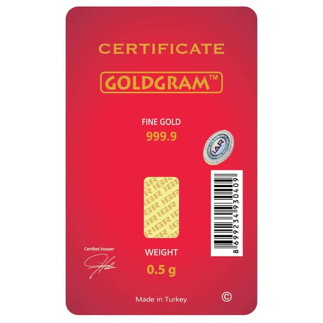 1/2 gram Istanbul Gold Refinery (IGR) Bar .9999 Fine (Valentine's Assay)