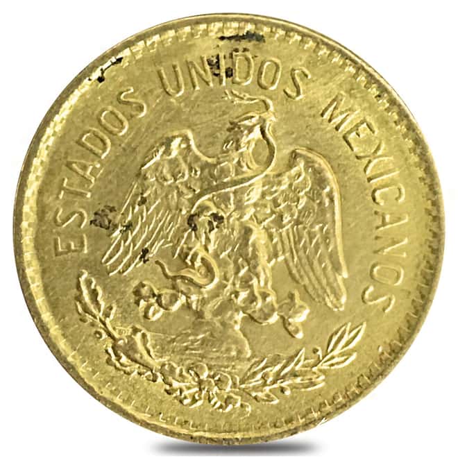 1906 Mexico 5 Pesos Gold Coin XF/AU AGW .1206 oz