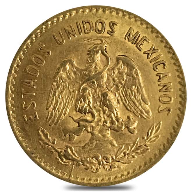 1920 Mexico 5 Pesos Gold Coin XF/AU AGW .1206 oz