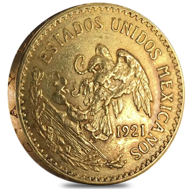 1921/11 Mexico 20 Pesos Gold Coin AU/BU
