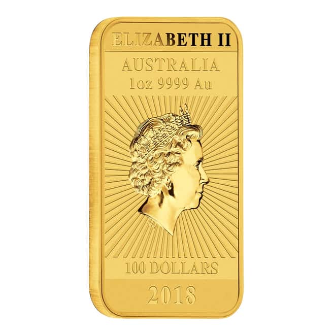 2018 1 oz Gold Australian Dragon Coin Bar $100 BU