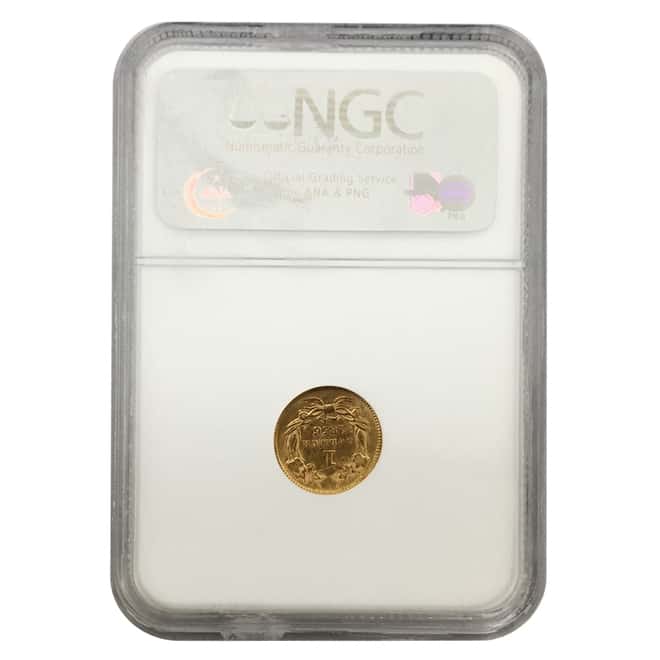 1856 Slanted 5 $1 Gold Indian Princess Head Coin NGC MS 61