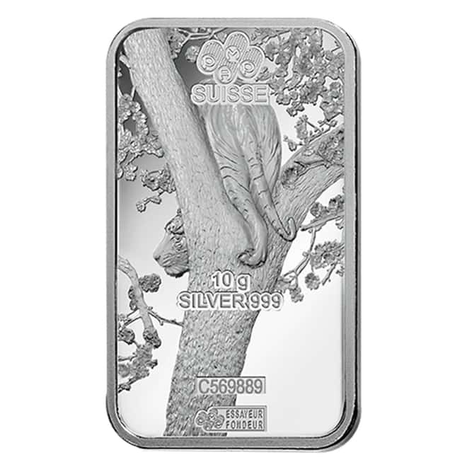 Box of 25 - 10 gram PAMP Suisse Year of the Tiger Silver Bar (In Assay)