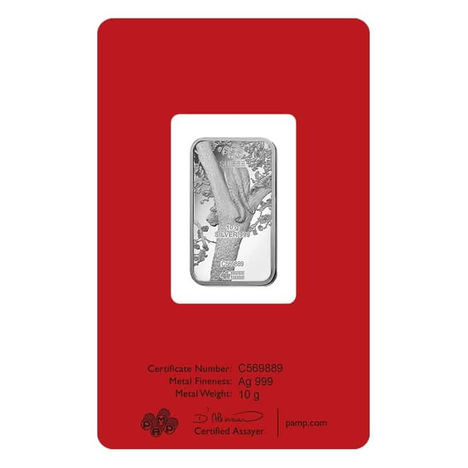 10 gram PAMP Suisse Year of the Tiger Silver Bar (In Assay)