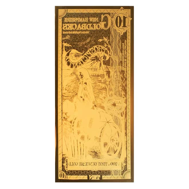 10 New Hampshire Goldback 1/100 oz 24K Gold Foil Aurum Note