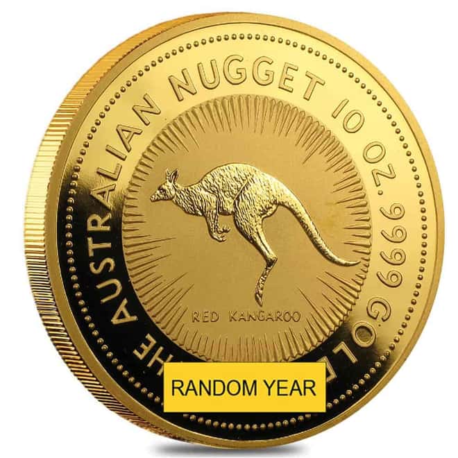 10 oz Australian Gold Kangaroo/Nugget Perth Mint BU (Random Year)