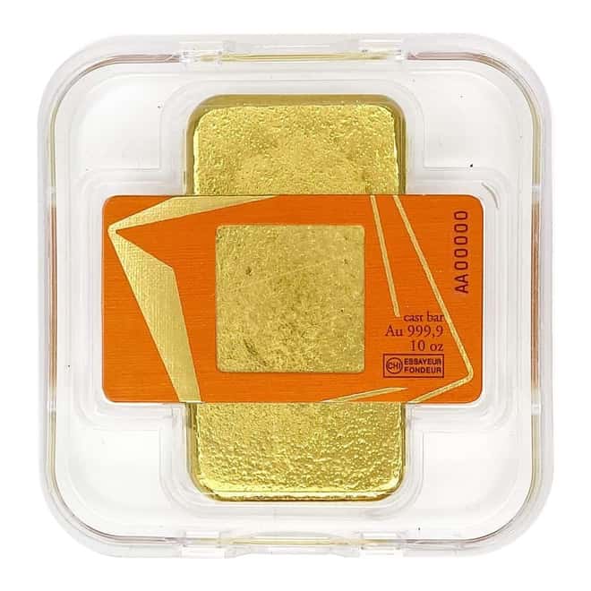 10 oz Gold Bar Valcambi Suisse .9999 Fine (Cast, w/Assay)