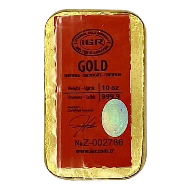10 oz Istanbul Gold Refinery (IGR) Cast Bar .9999 Fine