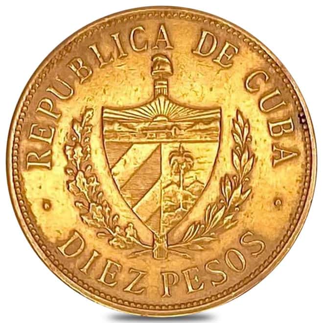 10 Pesos Jose Marti Gold Coin Cleaned (Random Year)