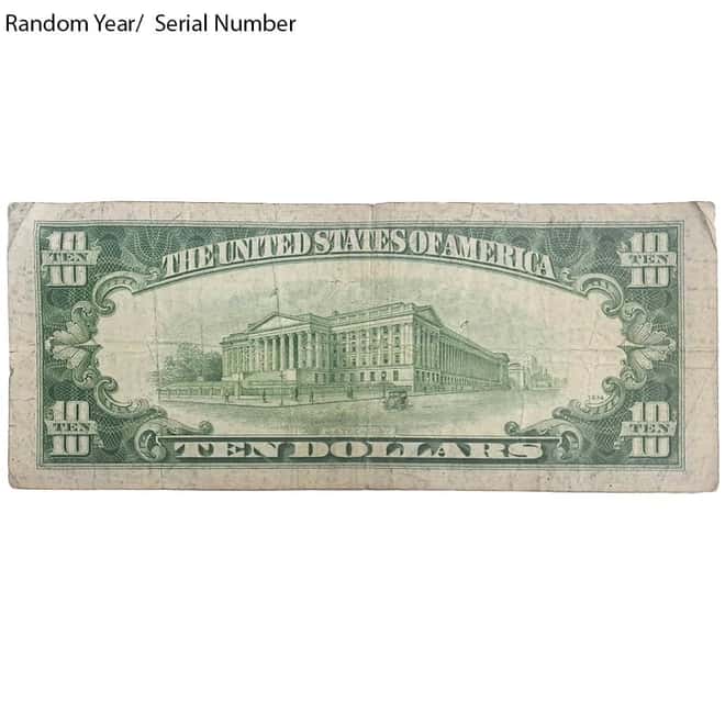 $10 Silver Certificate Currency Note Blue Seal Avg Circ (Random Year)