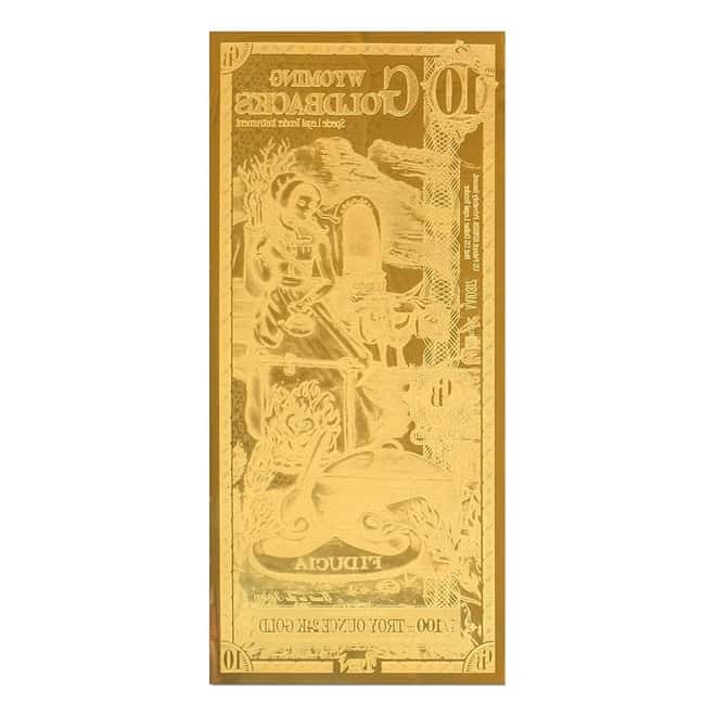 10 Wyoming Goldback 1/100 oz 24K Gold Foil Aurum Note