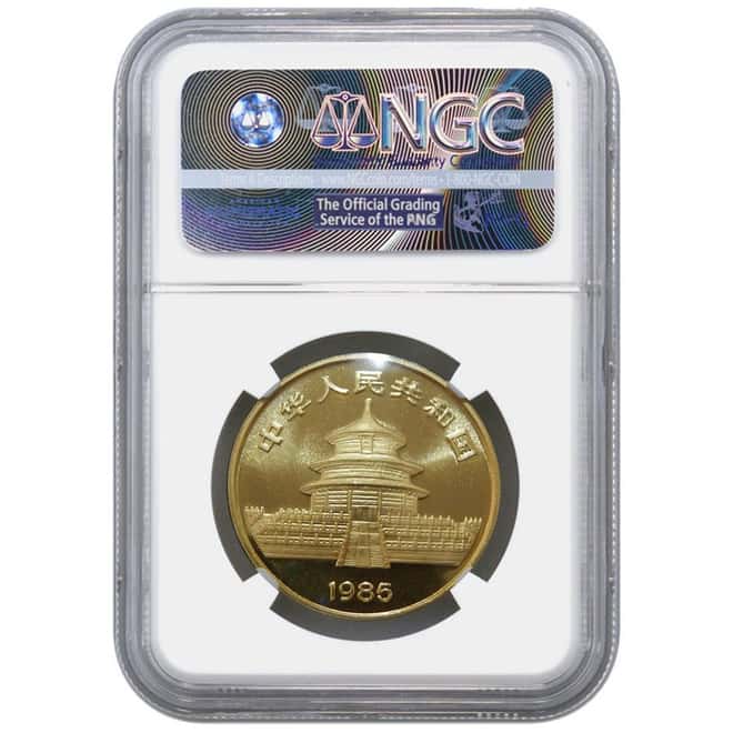 1985 1 oz Gold China Panda 100 Yuan NGC MS 69