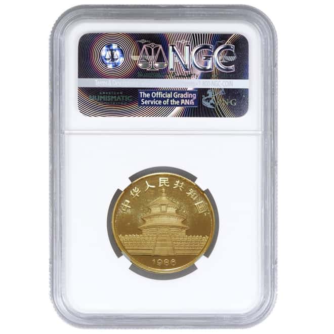 1986 1/2 oz China Gold Panda 50 Yuan NGC MS 69