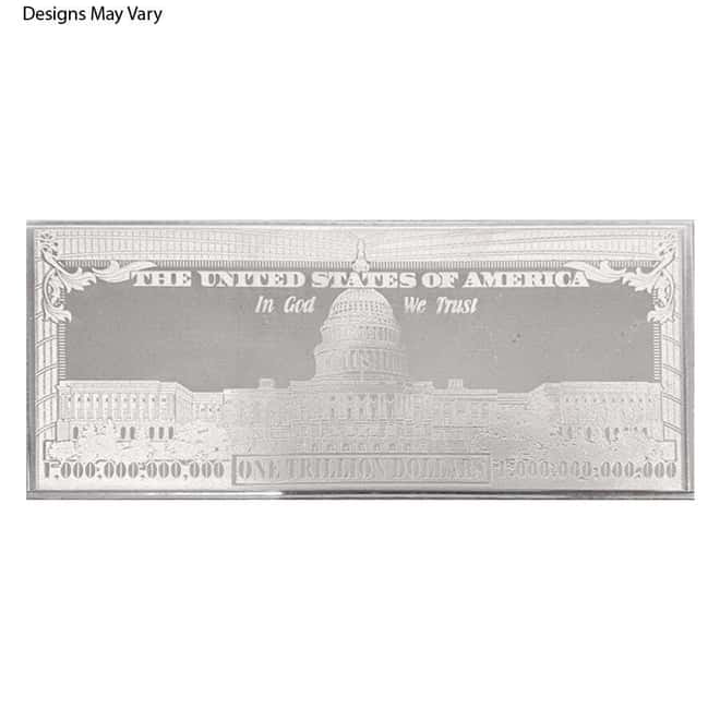 12 oz Silver Bill Bar (Random Design, w/Box & COA)