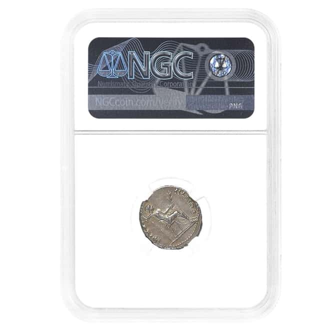 14-37 AD Roman Empire Tiberius AR Denarius Silver Coin NGC Ch VF