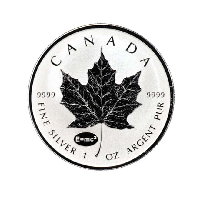 2015 1 oz Silver Canadian Maple Leaf E=mc2 Privy NGC PF 69 - First Releases Blue Label Retro Holder