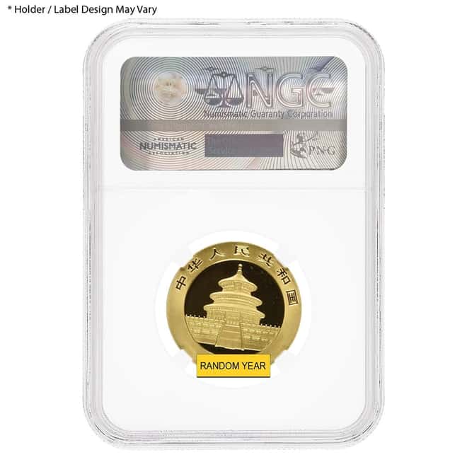 15 gram Chinese Gold Panda NGC Gem Unc (Random Year)