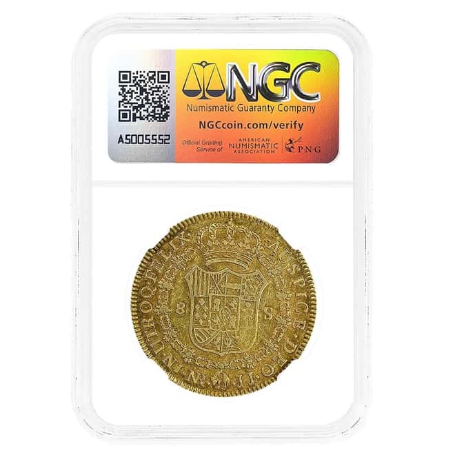 1792 NR JJ Colombia 8 Escudos Gold Coin NGC XF 40