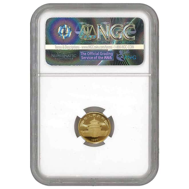 1987 S 1/4 oz China Gold Panda 25 Yuan NGC MS 68