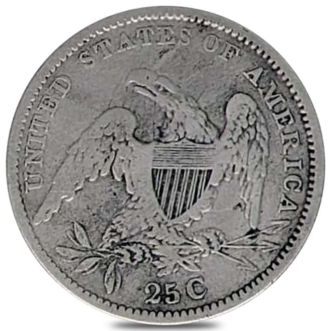 1815-1838 Capped Bust Quarter 25C Silver Coin Fine (Cleaned)