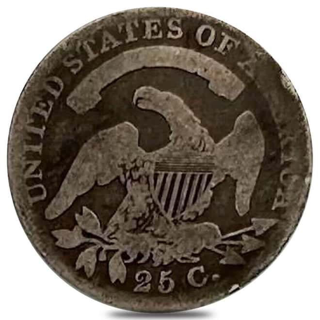 1815-1838 Capped Bust Quarter 25C Silver Coin G-VG (Random Year)