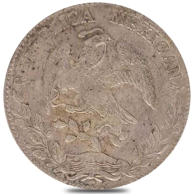 1825-1897 Mexico 8 Reales Cap & Rays Silver Coin AU (Random)
