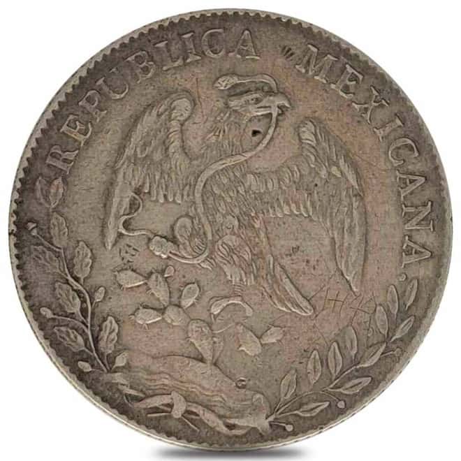 1825-1897 Mexico 8 Reales Cap & Rays Silver Coin Avg Circ (Random)