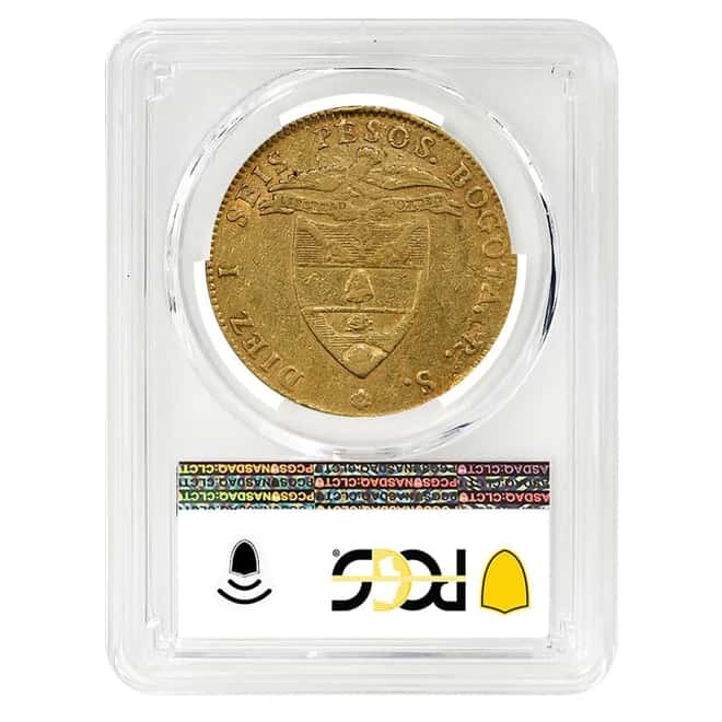 1844-RS Colombia 16 Pesos Gold Coin PCGS XF 40
