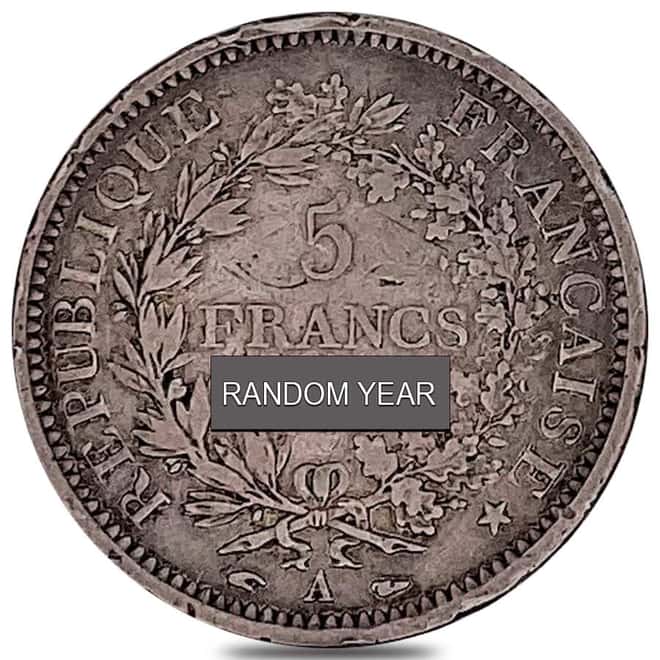 1848 - 1849 France 5 Francs Hercules Silver Coin Avg Circ ASW .7234 oz
