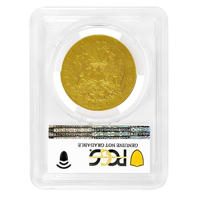 1851-LA Chile 8 Escudos Gold Coin PCGS Genuine AU Detail