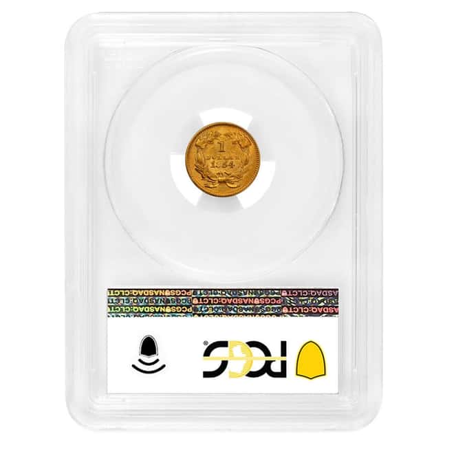 1854 $1 Gold Indian Princess Head Type 2 PCGS MS 62