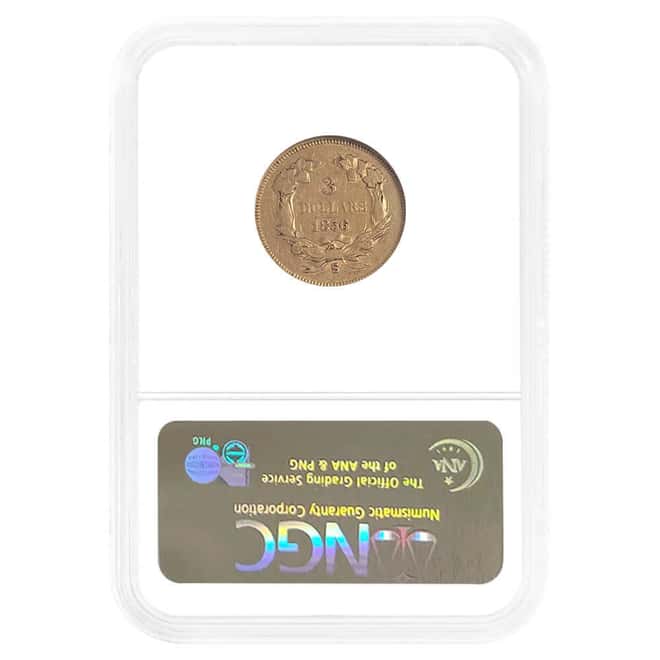 1856-S $3 Indian Princess Head Gold Coin NGC AU 53