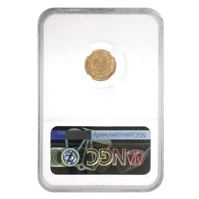 1857 $1 Gold Indian Princess Head Type 3 NGC MS 61