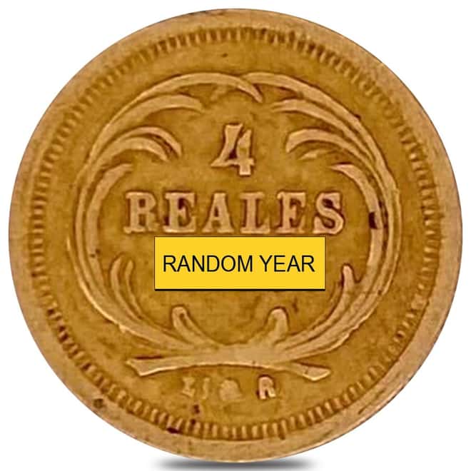 1860-1864 Guatemala 4 Reales Gold Coin Ex-Jewelry Random Year