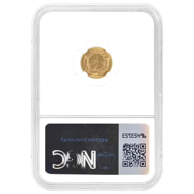 1861 $1 Indian Princess Head Type 3 Gold Coin NGC MS 62