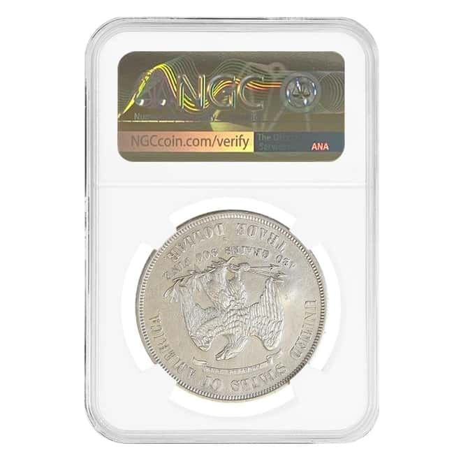 1875 S Silver Trade Dollar $1 Coin NGC AU Details (Chopmarked)